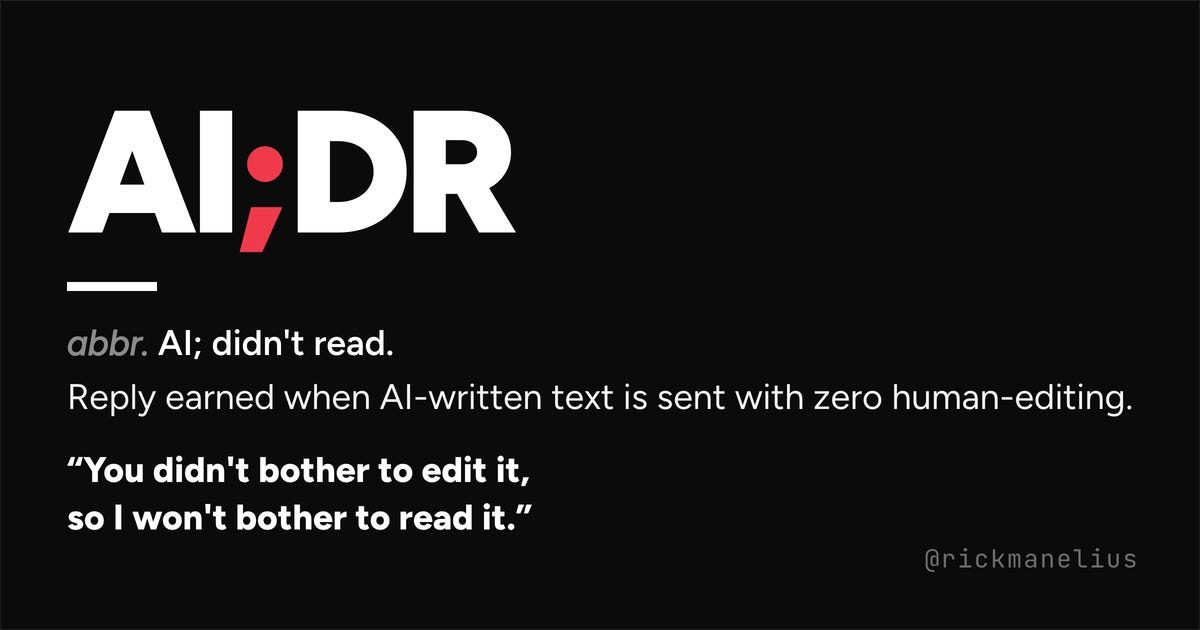 AI;DR: bloqçunun redaktə edilməmiş AI mətnlərinə qarşı yeni qaydası