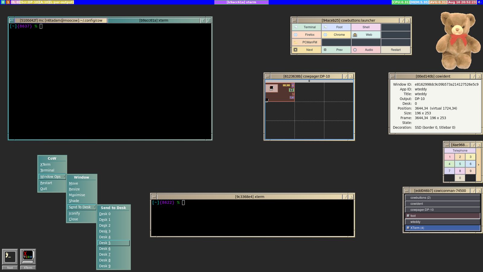 CoW: a stacking window manager for Wayland, built on River