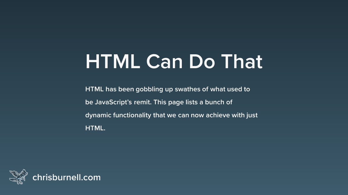 HTML Can Do That: ميزات ديناميكية لم تعد بحاجة إلى JavaScript