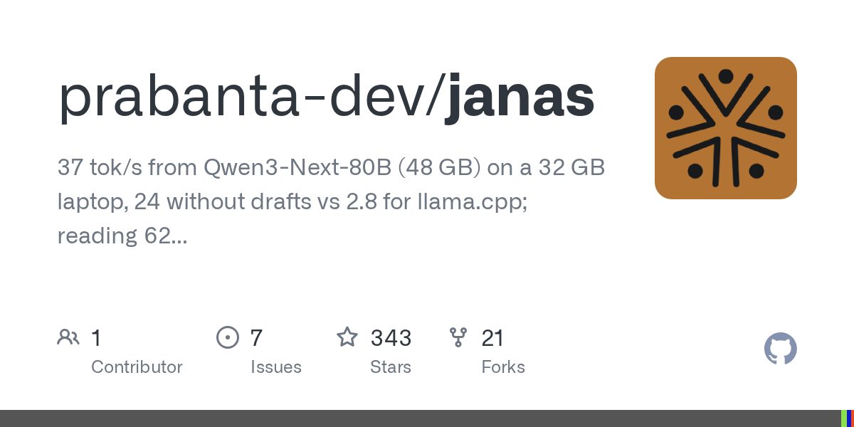 تغلّب Janas-LLM على llama.cpp في 13 نموذجاً، يشغّل نماذج لغوية كبيرة على حاسوب محمول بذاكرة 32 GB