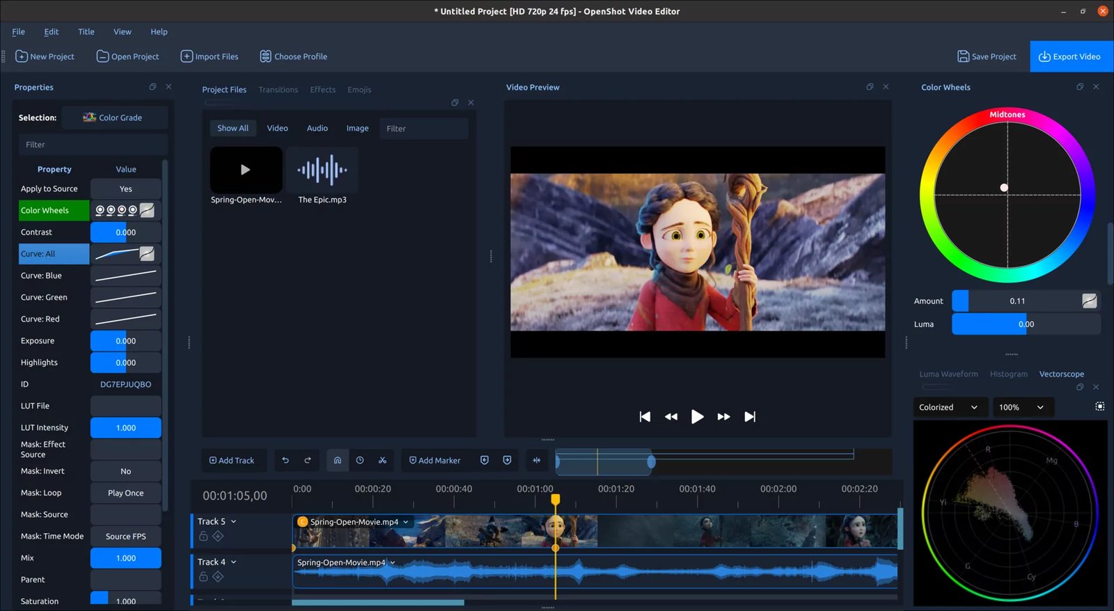 OpenShot 4.0: تسجيل الشاشة وتصحيح الألوان وأقنعة ذكاء اصطناعي محلية