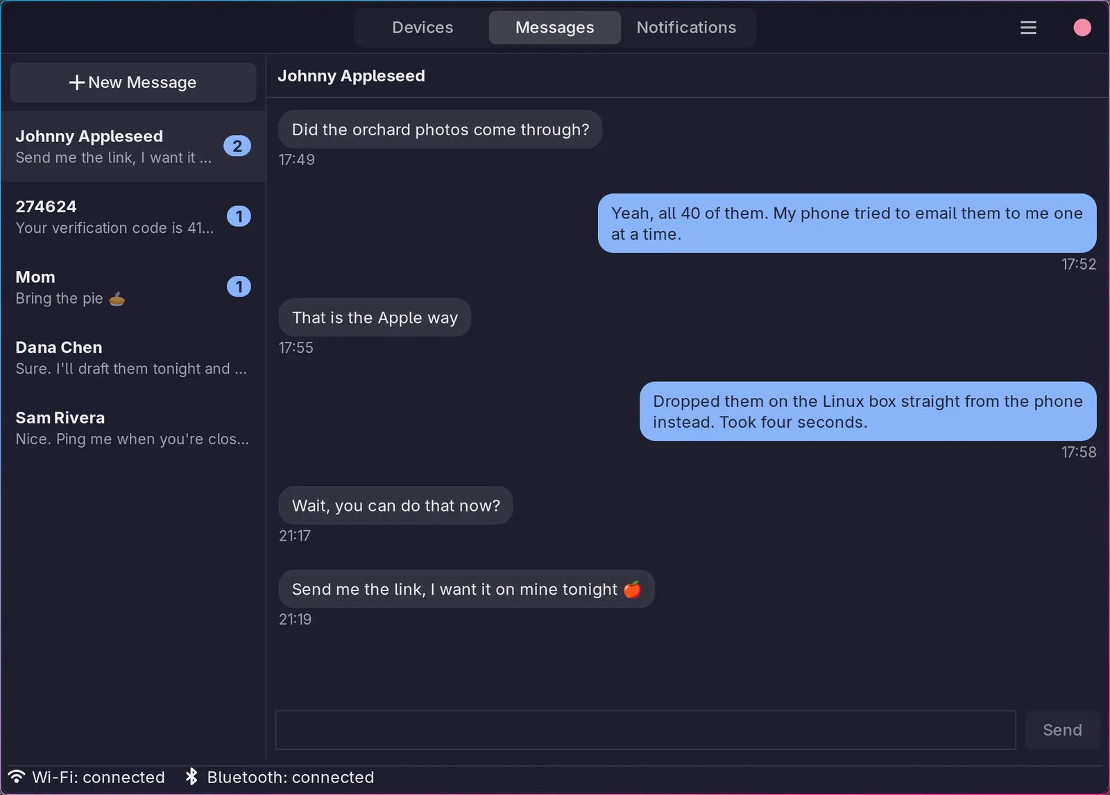 Tether يجلب iMessage وSMS ومزامنة الحافظة من آيفون إلى لينكس