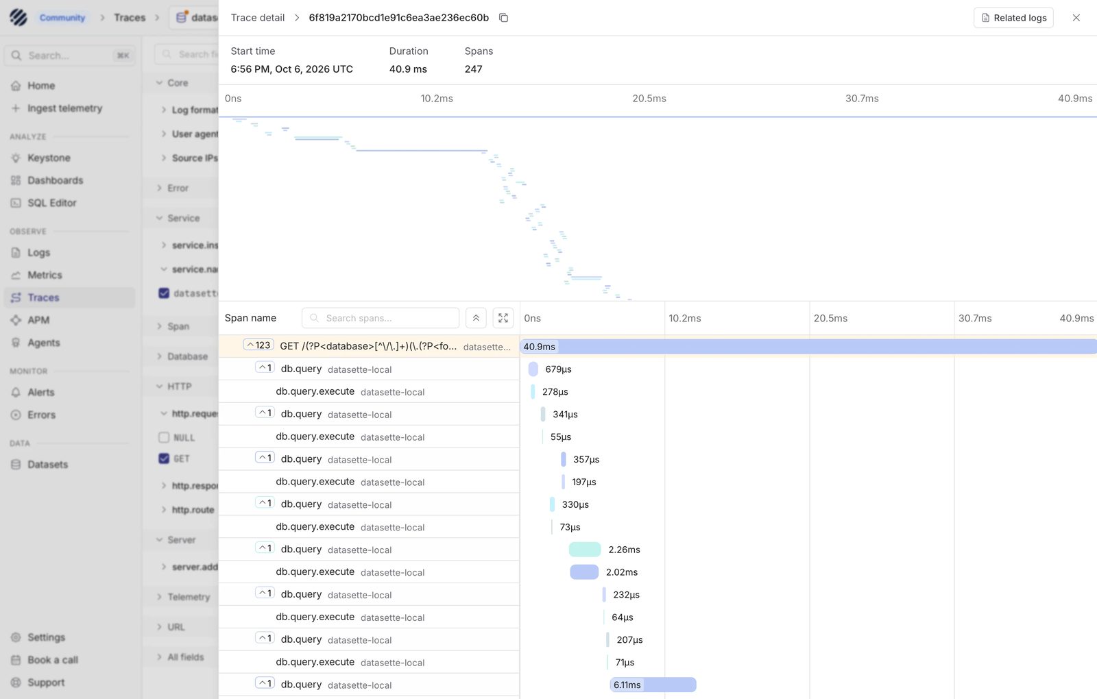 سايمون ويليسون يجرّب Parseable مع Datasette لتتبعات OpenTelemetry