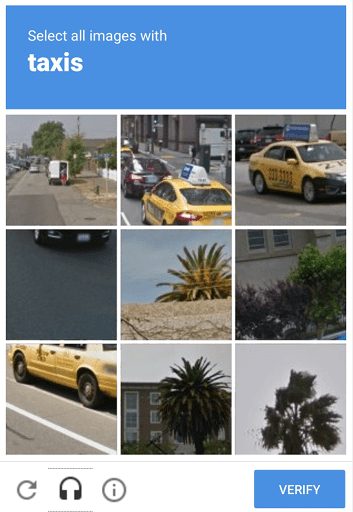 شبكة اختبار CAPTCHA بسيارات أجرة صفراء أمريكية