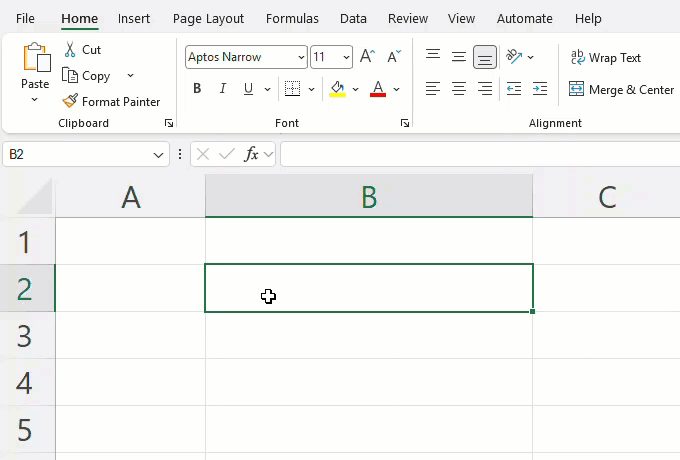 Creating a list in Excel with Insert > List