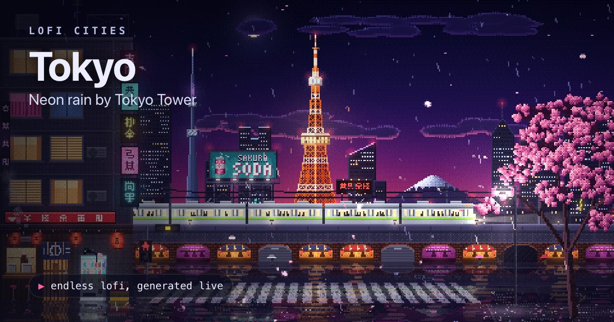 طوكيو ليلاً في Lofi Cities