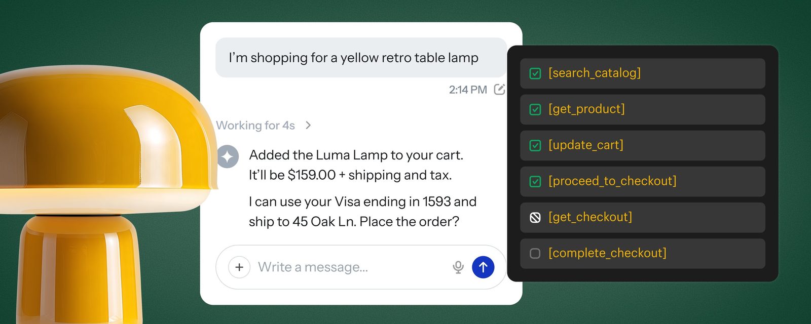 Shopify WebMCP ödəniş axını təsviri