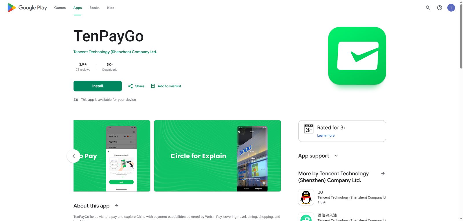 TenPayGo listing on Google Play