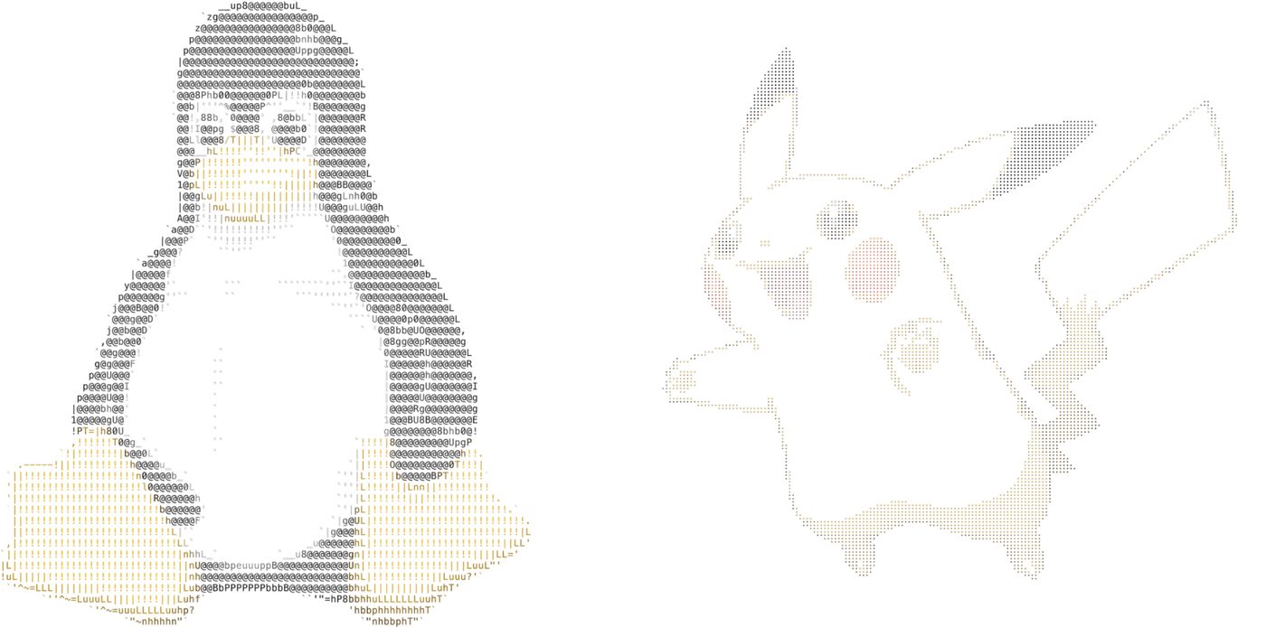 Tux-ը և Pikachu-ն՝ ASCII արվեստի տեսքով